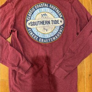 Southern Tide Men's Burgundy Long Sleeve Tee - small